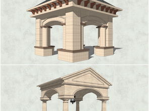 精品歐式古典風格景觀亭su模型設計模型下載